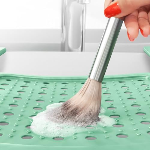 Sink Topper Bathroom Counter Cover & Storage Saver, Foldable Silicone Mat for Hot Tools, Hair Styling & Makeup, Beauty Brush Cleaning Mat, RV Camper Sink Cover & for Small Spaces (Large Green) - color: Emerald Green, size: Large