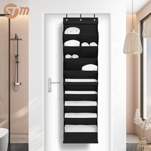 STORAGE MANIAC Over the Door Shoe Organizer with Curtain Dustproof Heavy-Duty Large Deep Pocket Hanging Shoe Organizer for Closet Dorm & Narrow Door Storage Shoe Holder Shoe Rack, 9-Shelf Black 1 Pack - color: Black, size: 9-Shelf