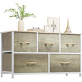 YITAHOME Wide Chest of Drawers, Dresser with 5 Drawers, Oak Greige Fabric Storage Tower, Dresser for Bedroom with 5 Drawers, Living Room, Closets - Sturdy Steel Frame, Wooden Top - color: Oak, style: 5-Drawer