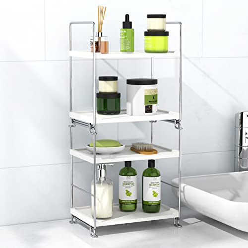 2-Tier Bathroom Countertop, Cosmetics Skincare Organizer Holder for Perfume, Bathroom Counter for Dresser and and Kitchen Vanity Organizer (Sliver) - color: White + Sliver