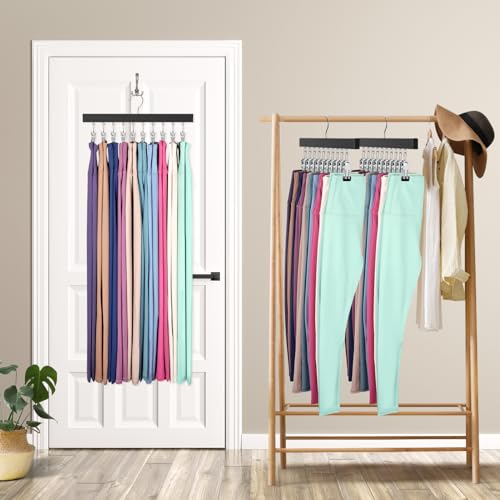 Legging Organizer for Closet, Pants Hangers with Clips Holds 20 Leggings, Jeans, Hats, Shorts, Socks, 360° Rotating Space Saving Hanging Clothes Organizer for Closet Organizers and Storage 4Pcs - color: Black, size: 4 Pack