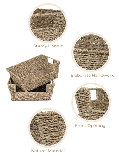StorageWorks Wicker Storage Basket for Pantry Organizers and Storage, Stackable Seagrass Pantry Baskets for Shelves, 2-Pack - color: Natural(Seagrass), size: 13 ½"L x 10 ¾"W x 5"H