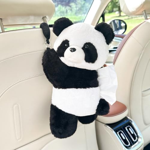 Cute Tissue Box Cover Plush Tissue Box Holder for Car, Home, Decorative Holder/Organizer for Bathroom Vanity Countertop, Nightstands, Office Desk-Panda - color: Panda