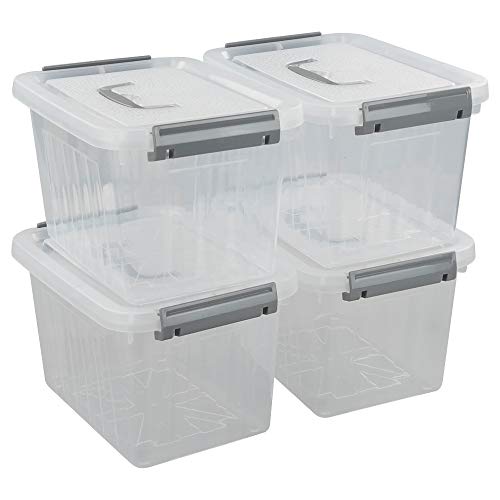Jekiyo Clear Plastic Storage Bin, 6 Quart Latching Box Container with Lid, 4 Packs - size: 6 Quart