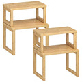 HOOBRO Cabinet Organizer Shelf, Set of 4 Kitchen Counter Shelves, Expandable Kitchen Storage, Stackable Bamboo Spice Rack, for Countertop, Office Desk, Living Room, Natural YL20TLP201 - color: Natural