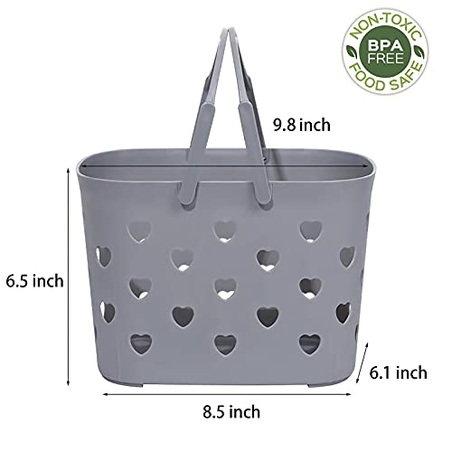 Anyoifax Portable Shower Caddy Tote Plastic Storage Basket with Handle Box Organizer Bin for Bathroom, Pantry, Kitchen, College Dorm, Garage - Grey - color: Grey, size: 1 Pack