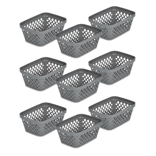 Glad Plastic Storage Basket Set - Multipurpose Drawer Trays, Kitchen Pantry Containers, and Bathroom Bins - 9 Pack Small Organizers, Grey - color: Grey, size: Small