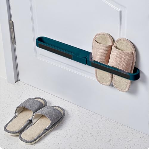 Multi-Functional Wall Mounted Storage Rack Foldable Shoe Holder for Bathroom and Entryway Space Saving Organizer(Green) - color: Green, size: 53X5.5