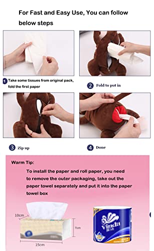 Elephant Tissue Box Cover Plush Tissue Box Holder for Car, Home, Decorative Holder/Organizer for Bathroom Vanity Countertop, Nightstands, Office Desk-Bear - color: Bear