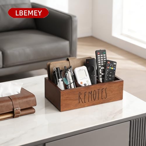 LBEMEY Acacia Wood Remote Control Holder, TV Remote Holder, Remote Organizer for Table,Home,Living room, bedroom for Wooden Remote Box (Brown, XL,for 6+ Remote Controls) - size: XL,for 6+ Remote Controls