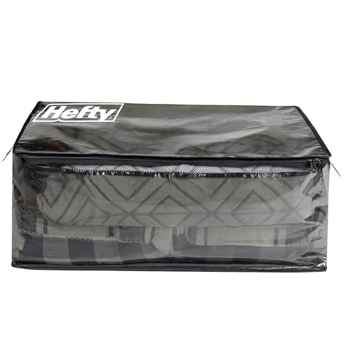 Hefty Storage Bags Extra Large Double Zipper Backpack, Heavy Duty Water Resistant Moving Totes with Shoulder Straps, Foldable Reusable Packing Organizers, 2 Pack (X-Large Black) - size: 22 Gal - Standard