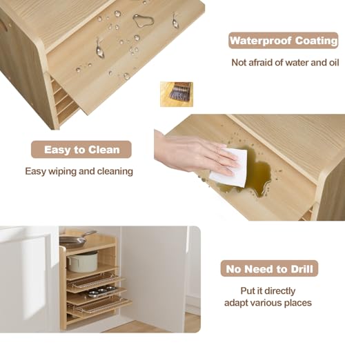 7 Tier Wooden Tray Dividers for Cabinets Cookie Sheet Organizer for Pot, Pans, Baking Tray Organizer for Kitchen Documents Storage(20" W x 16.5" H x 15.2" D) - size: 20" W x 16.5" H x 15.2" D