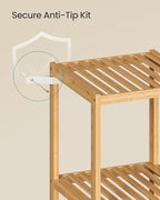 SONGMICS Bamboo Storage Shelf, 5-Tier Shelving Unit, Multifunctional, in the Entryway, Bathroom, Living Room, Balcony, Kitchen, 13 x 13 x 57.5 Inches, Light Bamboo UBCB55Y - color: Light Bamboo, size: 5 Tiers (13"D x 13"W x 57.5"H)
