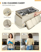 Ytonet Cleaning Caddy Bag with Detachable Apron, Extra Large Cleaning Supplies Organizer with Foldable Dividers, Portable Cleaner Tote with Handle, Cleaner Caddy for Kitchen, Detailing Bag, Apricot - color: Apricot