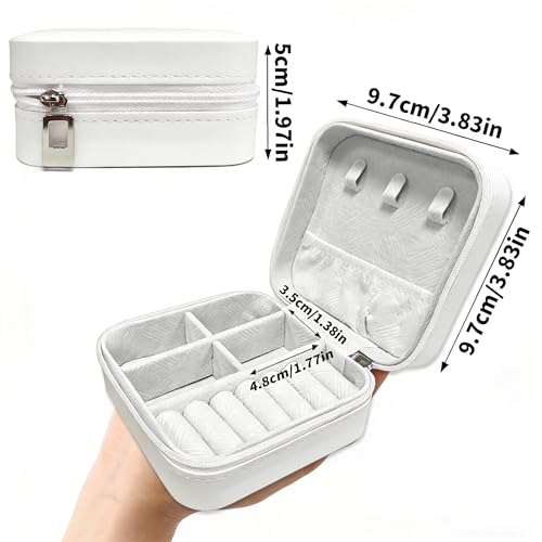 Monogram Jewelry Box Portable Print Jewelry Box, White Compact Jewelry Box Travel Jewelry Case Travel Case Organizer Bag Storage Box Jewelry Holder For Necklace Earrings Rings Bracelet (Letter J)
