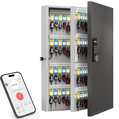 192-Key Smart Key Lock Box Wall Mount – Commercial Key Cabinet with App, Keypad, Bluetooth & WiFi Unlock (Sold Separately), Access Log Tracking, Key Management System for School, Office - size: 192 Key(Smart)