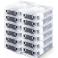 Sintuff 12 Pack Large Boot Storage Boxes with Lids for Tall Boots 20.5" x 11.8" x 4.5" Stackable Clear Plastic Shoe Organizer Container Space-saving Shoe Storage Box for Sneakers and High Heels