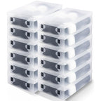 Sintuff 12 Pack Large Boot Storage Boxes with Lids for Tall Boots 20.5" x 11.8" x 4.5" Stackable Clear Plastic Shoe Organizer Container Space-saving Shoe Storage Box for Sneakers and High Heels
