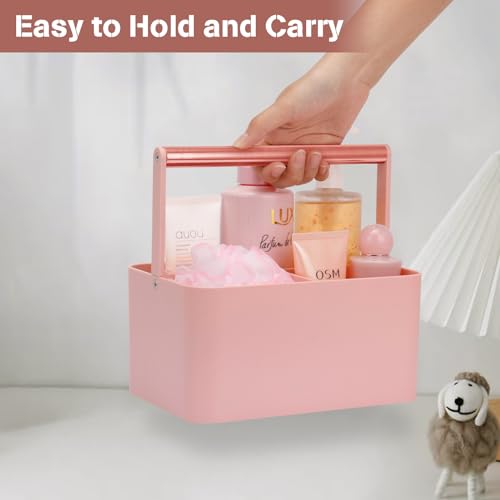 Multipurpose Caddy Organizer with Handle and Adjustable Divider, Portable Art Supply Storage Organizer for Art Craft Supplies, Dorm, Office, Bathroom, Shower, Cleaning, Makeup (Rose Gold) - color: Rose Gold