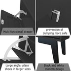 TaoHFE Modern Shoe Cabinet for Entryway - Black Wooden Hidden Shoe Cabinet - Narrow Free Standing 3 Tier Rack - color: Black