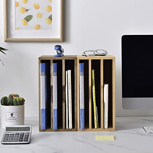 KIRIGEN Wooden Desktop Organizer Paper Storage Letter Tray File Sorter - Desk Rack Magazine File Dividers Holders for Home Office Accessories Wood Desk Cabinet with 3 Layer Trays Natural(3KWJG-NA) - color: Natural, size: 3 layer-0 drawers