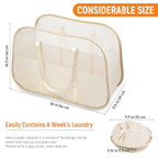 Collapsible Laundry Baskets with Easy Carry Handles, 95L Clothes Hamper for Storage, Foldable Laundry Basket Tear-proof, Large Pop Up Hampers for Laundry, Bedroom, Bathroom, Dorm Beige - style: Beige