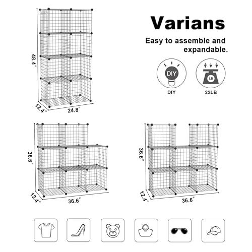 C&AHOME Wire Cube Storage, 8 - Cube Organizer Metal C Grids, Modular Shelves Units, Closet Organizer, Ideal for Home, Office, Living Room, 24.8" L x 12.4" W x 48.4" H, Silver Gray UWCS3008G - color: Silver Gray, size: 8 Cube