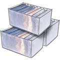 TOOVREN Jeans Organizer Extra Large 9 Grids, Closet Organizer with Foldable Drawer Compartments, Washable Clothing Storage Box 3-Pack - color: Upgraded 3PCS(Large 9 Grids,Gray)