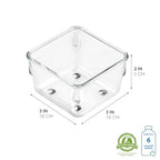 iDesign Linus Kitchen Drawer Organizer for Utensils, Tools, Gadgets - 3" x 3" x 2", Clear - size: 3 x 3 x 2, style: Pack of 1