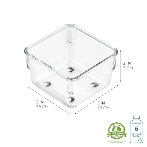 iDesign Linus Kitchen Drawer Organizer for Utensils, Tools, Gadgets - 3" x 3" x 2", Clear - size: 3 x 3 x 2, style: Pack of 1