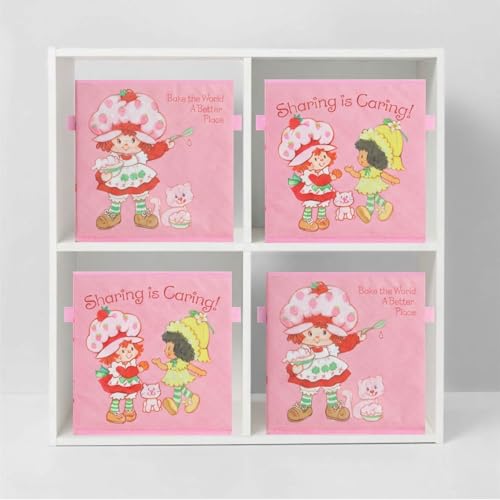 Strawberry Shortcake Storage Cubes for Kids,2 Pack 10"x10" Collapsible Fabric Bins with Handles, Organizer Boxes with Handles for Bedroom, Playroom & Nursery