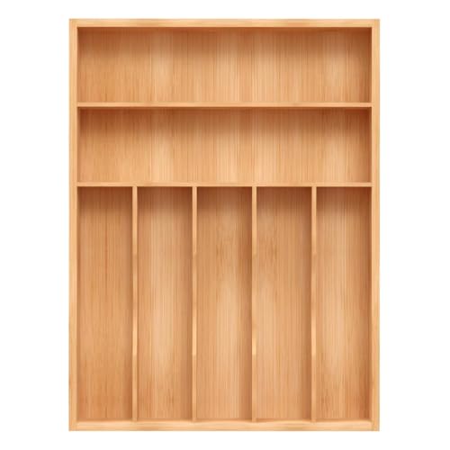 Unibambou Bamboo Utensil Drawer Organizer, Silverware Tray Organizer, Kitchen Drawer Organizer for Flatware Cutlery, Silverware Tray for Drawer (Natural, Large 16.5x12.3 Inch) - color: Natural, size: Large 12.5x16.5 Inch