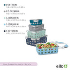 Ello Duraglass Mixed Meal Prep Sets Leak-Proof Glass Food Storage Containers with Silicone Sleeves and Airtight BPA-Free Lids, Dishwasher, Microwave, and Freezer Safe - color: Blue La La
