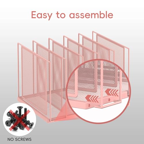 File Organizer for Desk, 5-Section Vertical File Sorter, Paper Holder Organizer Standing Metal File Folder for Office Home Classroom, Pink - color: Pink, size: 1 Pack 5-Section