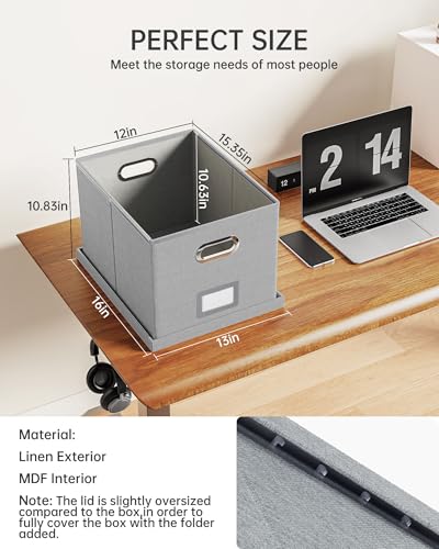 2 Pack File Storage Organizer, Filing Box, Portable File Box with Lid, Fit for Letter/Legal File Folder Storage, Document Organizer, Gray - color: Gray, size: 2 pack