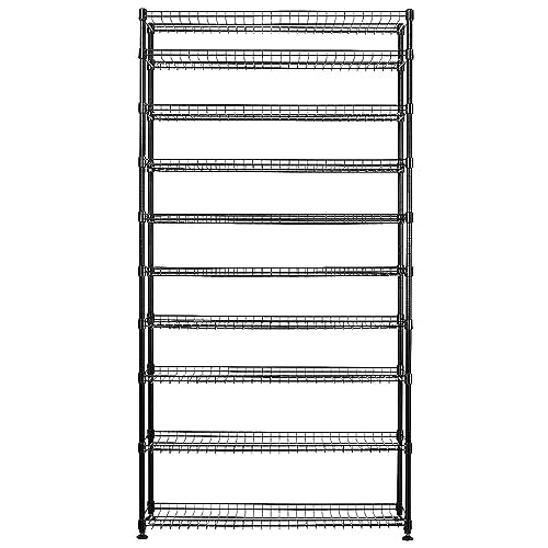 SafeRacks 10-Tier Shoe Rack - Black, Large Shoe Storage Organizer, 60 Pair, Heavy Duty Shoe Stand with Vertical Free Standing Shoe Shelf, Perfect for Entryway, Closet, Garage, & Bedroom Storage - color: Black, size: 14"x36"x68" 10-Tier