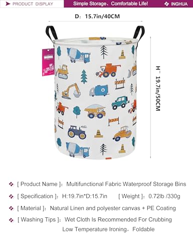 Laundry Hamper Large Canvas Fabric Lightweight Storage Basket/Toy Organizer/Dirty Clothes Collapsible Waterproof for College Dorms, Boys and Girls Bedroom,Bathroom(Vehicles) - color: Vehicles