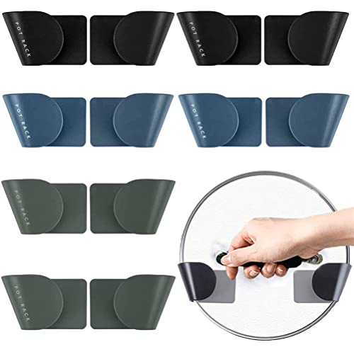 6 Pairs of Wall Mount Pot Lid Organizer, Adjustable Cabinet Door Pan Lid Organizer, Pot Lid Holder Hangers for Kitchen Wall Mount (2Black+2Green+2Blue) - color: 2Black+2Green+2Blue