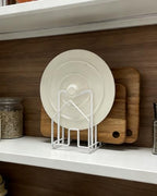 SUNFICON Cutting Board Rack Chopping Board Organizer Pot Pan Lids Holder Thin Bakeware Baking Tray Drying Display Stand Kitchen Countertop Cupboards Cabinet Office Sturdy Metal 4.92x5.7x8.47 in.White - color: 1 Pack White
