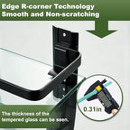 AIJALY 3 Pack Bathroom Glass Shelf,Aluminum Tempered Glass 0.3in Extra Thick Rectangular 1 Tier Storage Organizer Wall Mount,Black 15.7in - color: Black 3 Pack