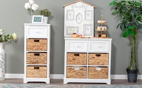 PHI VILLA White Storage Cabinet with Baskets, Accent Cabinet with Drawers, Entryway Rattan Cabinet with Shelves - color: White, size: 6 Drawers