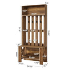 Tribesigns Hall Tree with Bench and Shoe Storage, 70.8" Tall Freestanding Coat Rack with Shoe Bench, Farmhouse Narrow Hall Tree Organizer with Hooks for Entryway, Hallway, Mudroom, Space-Saving, Brown