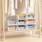 8 Pack Stackable Closet Storage Basket - Stackable Storage Bins, Multifunctional & Foldable Closet Organizer Waterproof, Wardrobe Cupboard Space-Saving Hat Storage Drawer Organizer, White - size: 8 Pack White