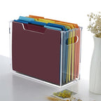 DINGHUO Acrylic File Folder Organizer, Hanging File Organizer Box, File Holder with Handles for Letter Size/A4, Clear File Box Desktop Folder Storage for Office Home Work -1 Pack - size: Letter