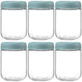 NETANY 6-pack 16oz Glass jars with Airtight Lids, Overnight Oats Containers with Lids, Wide mouth Mason Salad jars, Glass Food Storage Containers for Snacks Yogurt Spice Sugar - Green - color: Green-6pack-16oz