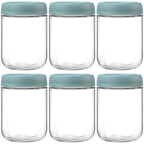 NETANY 6-pack 16oz Glass jars with Airtight Lids, Overnight Oats Containers with Lids, Wide mouth Mason Salad jars, Glass Food Storage Containers for Snacks Yogurt Spice Sugar - Green - color: Green-6pack-16oz