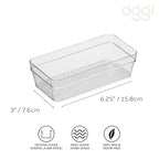 Oggi Clear Drawer Organizer - 3" X 6.25"- Ideal for Organizing Kitchen Drawers, Office, Desk, Silverware, Kitchen Utensils, Cosmetics and Bathrooms - size: 3" by 6"