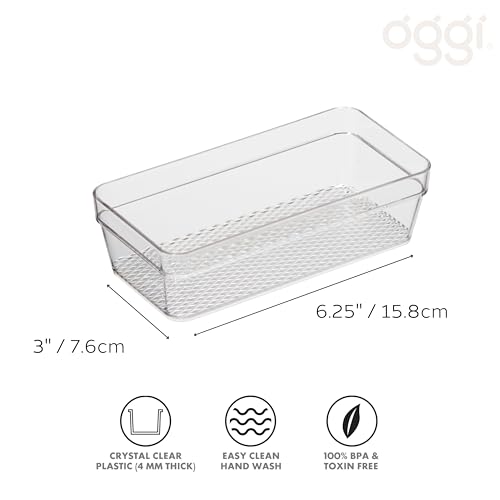 Oggi Clear Drawer Organizer - 3" X 6.25"- Ideal for Organizing Kitchen Drawers, Office, Desk, Silverware, Kitchen Utensils, Cosmetics and Bathrooms - size: 3" by 6"
