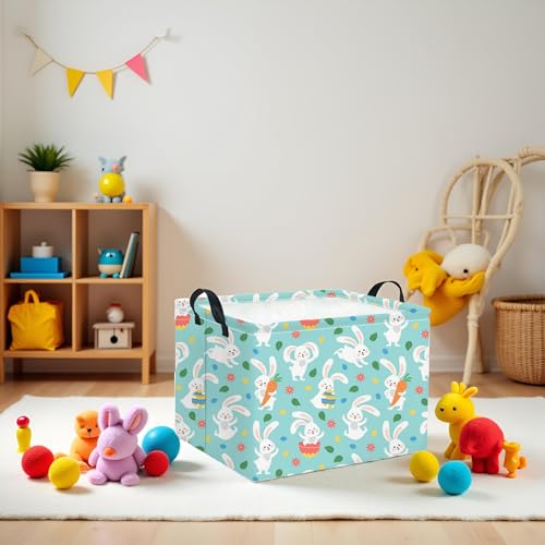 HIYAGON Rectangular Easter Basket for Kids Baby Easter Basket for Boys and Girls Cute Toy Storage Organizer Bin Box Room Decor(Line Easter Egg) - color: Line Easter Egg
