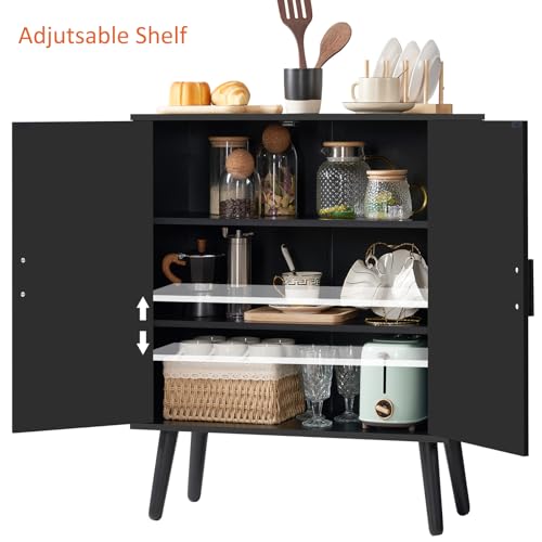 Iwell Storage Cabinet with 2 Shelves & Doors, Sideboard Buffet Cabinet with Storage, Entryway Cabinets, Accent Cabinets for Living Room, Dining Room, Entryway, Black - color: Black, 2 Doors